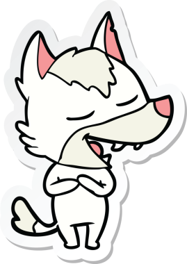 Bir insan tarafından çizilmiş bir kurt çizgi filminin çıkartması.