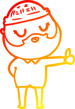 Bir insan tarafından çizilmiş sakallı bir çizgi film karakteri.