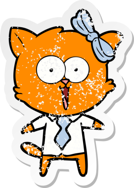 Bir insan tarafından çizilmiş karikatür bir kedinin sıkıntılı çıkartması.