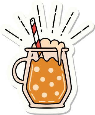 Bir insan tarafından çizilmiş dövmeli zencefilli biranın çıkartması.