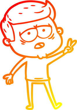 Bir insan tarafından çizilmiş, yorgun bir adamın çizgi çizimi.