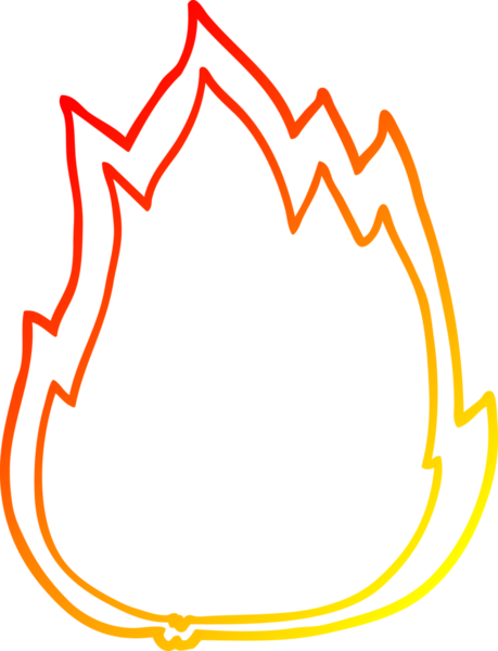 Bir insan tarafından çizilen çizgi film ateşinin sıcak eğim çizgisi.