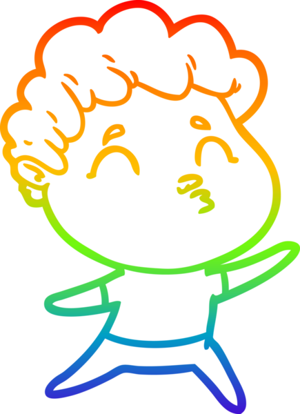 Gökkuşağı gradyan çizgi çizimi bir insan tarafından çizilen bir çizgi film adamı