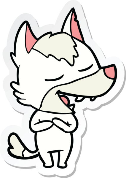 Bir insan tarafından çizilmiş bir kurt çizgi filminin çıkartması.