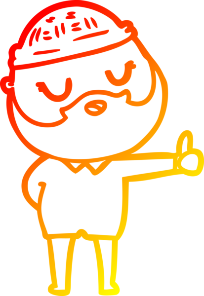 Bir insan tarafından çizilmiş sakallı bir çizgi film karakteri.