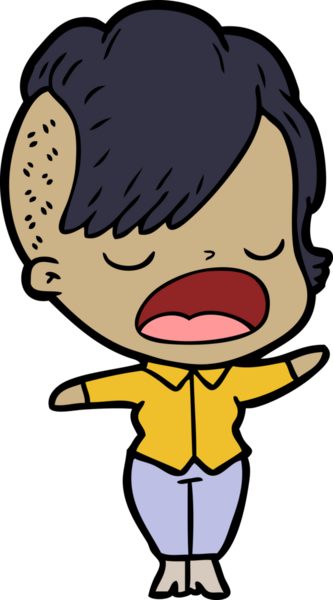 Bir insan tarafından çizilmiş havalı hippi kız çizgi filmi.