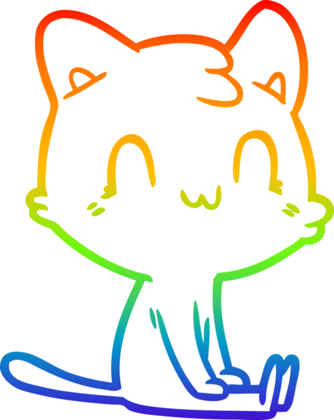 gökkuşağı gradyan çizgi çizimi Bir insan tarafından çizilmiş mutlu kedi