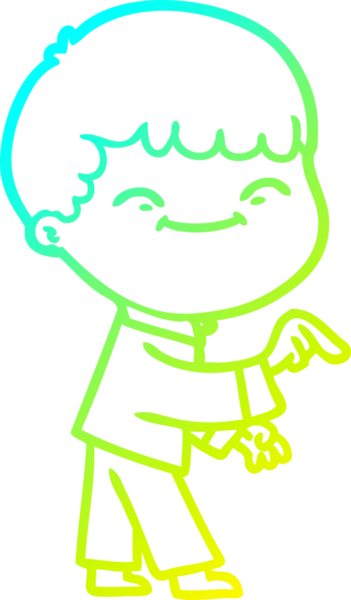 Bir çizgi film karakteri çizen soğuk çizgi bir insan tarafından çizilmiş mutlu çocuk.