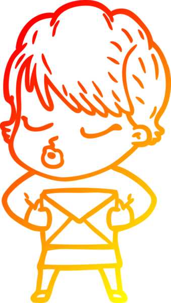 Bir insan tarafından çizilmiş gözleri olan çizgi film kadını çizimi.