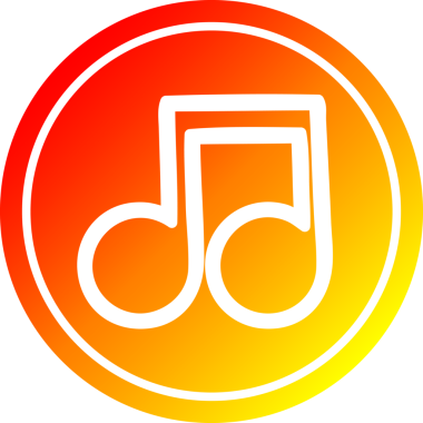 bir insan tarafından çizilmiş sıcak gradyan bir resim ile müzik notası dairesel simgesi