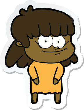 Bir insan tarafından çizilmiş gülümseyen bir karikatür çıkartması.