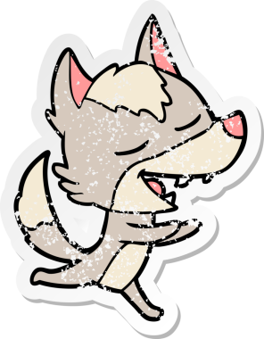 Bir insan tarafından çizilmiş bir karikatür kurdunun sıkıntılı çıkartması.