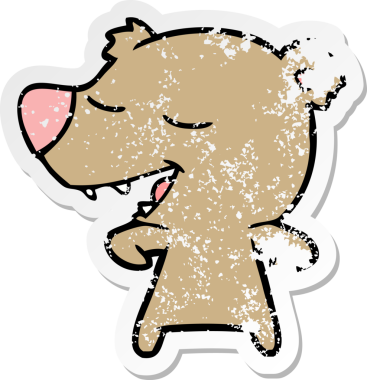 Bir insan tarafından çizilmiş karikatür ayısının sıkıntılı çıkartması.