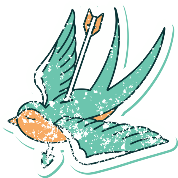 Bir kırlangıcın bir insan tarafından çizilen okla fırlatılan bir kırlangıç resmi.