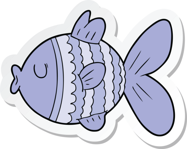 Bir insan tarafından çizilmiş karikatür balığının çıkartması.