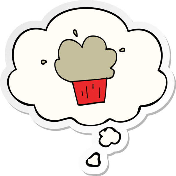 Düşünce baloncuklu karikatür çöreği insan tarafından çizilmiş bir çıkartma.