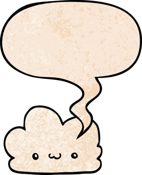 Bir insan tarafından çizilmiş geçmişe dönük konuşma baloncuklu şirin çizgi film bulutu.