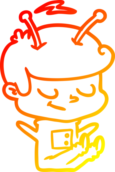 Bir insan tarafından çizilmiş dost canlısı bir uzay adamının sıcak çizgi çizimi