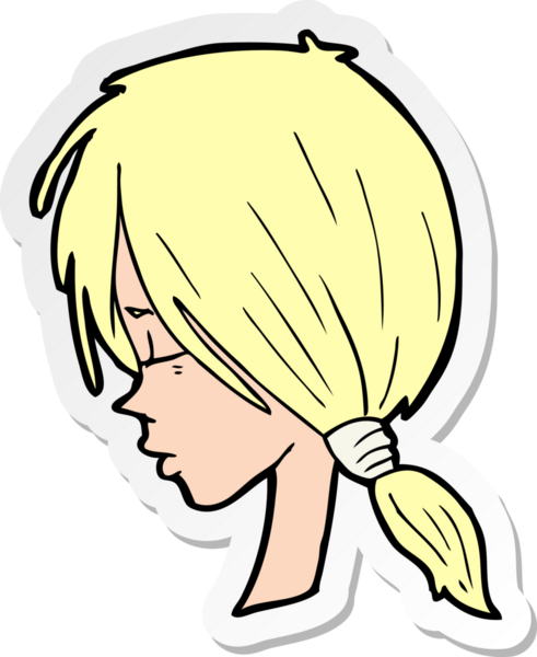 Bir insan tarafından çizilmiş düşünceli bir karikatür kızının çıkartması.