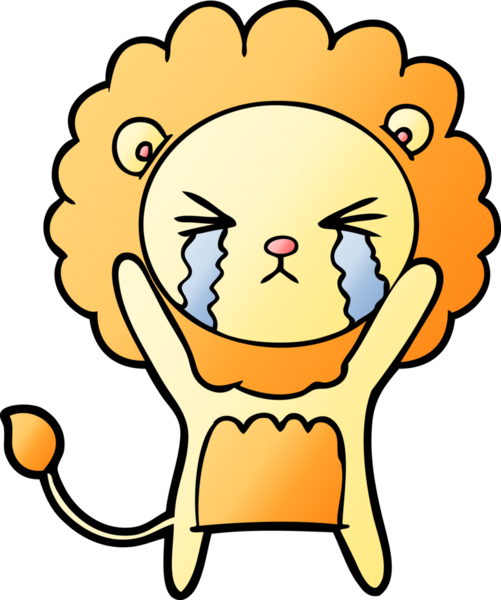 Bir insan tarafından çizilmiş ağlayan bir aslan.