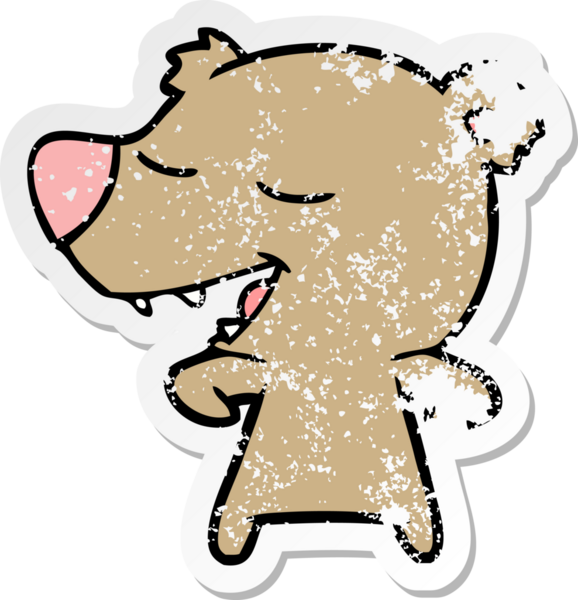 Bir insan tarafından çizilmiş karikatür ayısının sıkıntılı çıkartması.