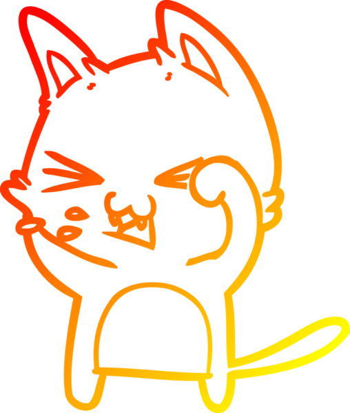 Bir insan tarafından çizilmiş çizgi film kedisinin sıcak çizgi çizimi