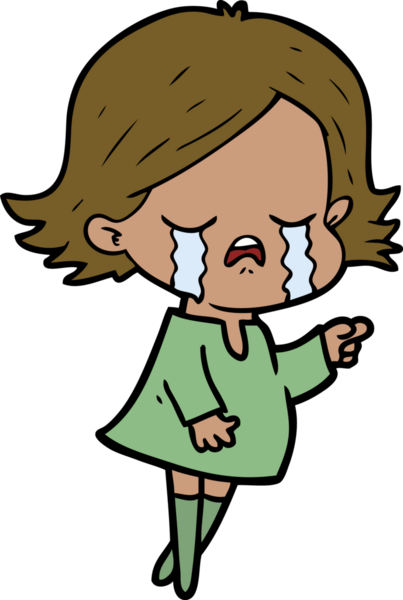 Bir insan tarafından çizilmiş ağlayan çizgi film kızı.