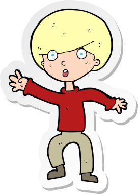 Bir insan tarafından çizilmiş panikleyen bir çocuğun çıkartması.