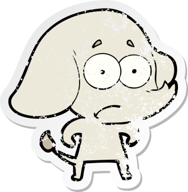 Bir insan tarafından çizilmiş belirsiz bir filin sıkıntılı çıkartması.