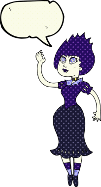 Bir insan tarafından çizilmiş serbest çizilmiş çizgi roman konuşma balonu vampir kız.