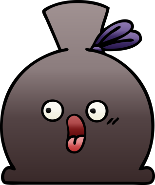 Bir insan tarafından çizilmiş bir çuvalın gölgeli çizgi filmi.