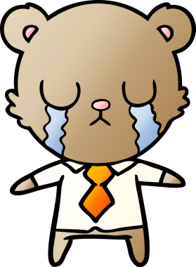 Bir insan tarafından çizilmiş ağlayan çizgi film ayısı.