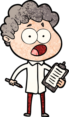 Bir insan tarafından çizilmiş bir karikatür adamı şaşkınlıkla nefes nefese kaldı.