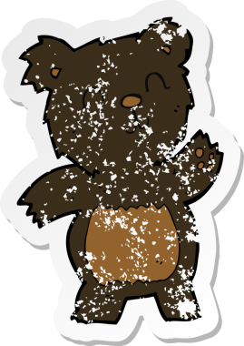 Bir insan tarafından çizilmiş karikatür kara ayısının gerilmiş çıkartması.