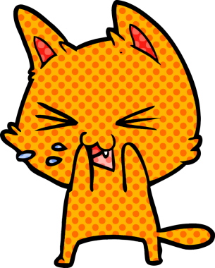 Bir insan tarafından çizilmiş kedi tıslaması.