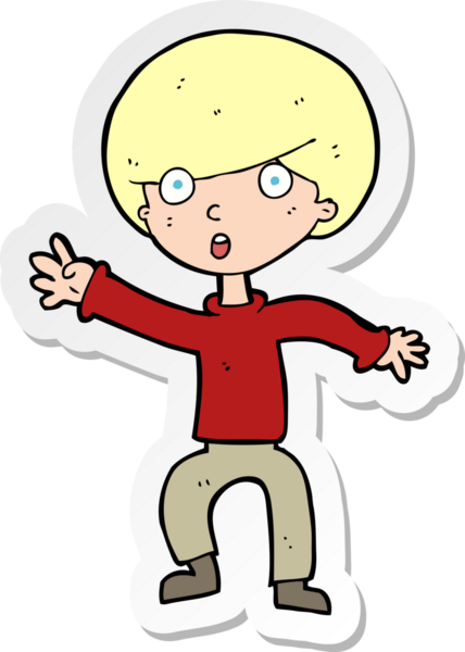 Bir insan tarafından çizilmiş panikleyen bir çocuğun çıkartması.