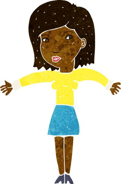 Bir insan tarafından çizilmiş omuz silken çizgi filmdeki kadın.