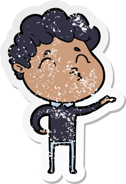 Bir insan tarafından çizilmiş karikatür adamın sıkıntılı çıkartması.