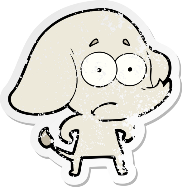 Bir insan tarafından çizilmiş belirsiz bir filin sıkıntılı çıkartması.