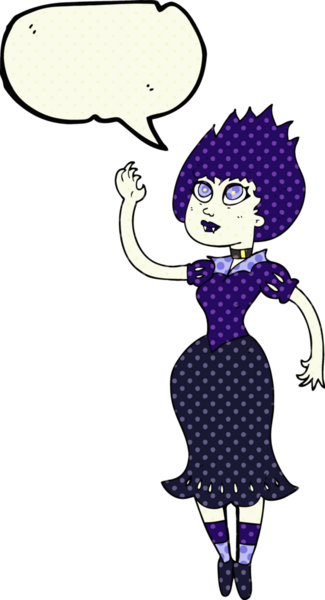 Bir insan tarafından çizilmiş serbest çizilmiş çizgi roman konuşma balonu vampir kız.