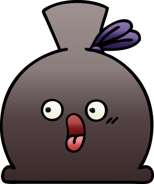 Bir insan tarafından çizilmiş bir çuvalın gölgeli çizgi filmi.