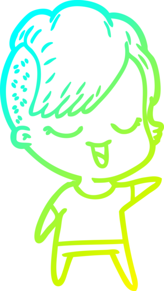 Bir insan tarafından çizilmiş mutlu çizgi film kızı çizimi.