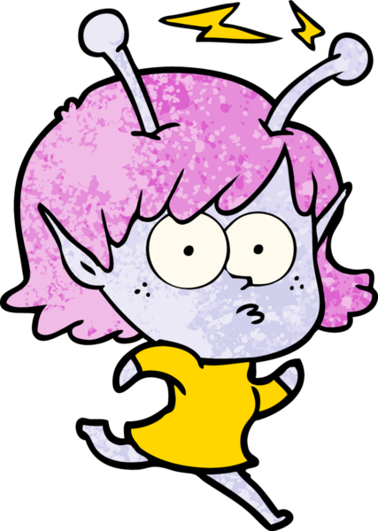 Bir insan tarafından çizilmiş uzaylı kız.