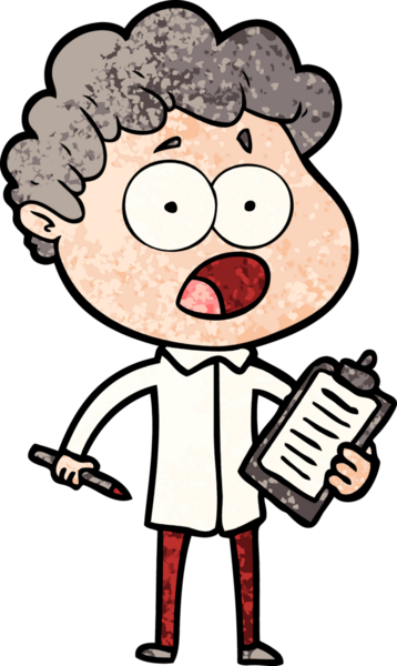 Bir insan tarafından çizilmiş bir karikatür adamı şaşkınlıkla nefes nefese kaldı.