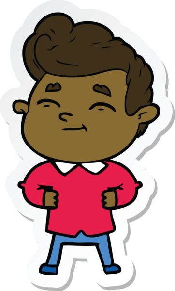 Bir insan tarafından çizilmiş mutlu bir çizgi film karakterinin çıkartması.