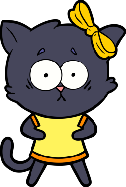 Bir insan tarafından çizilmiş çizgi film kedisi.