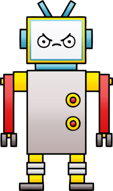 Bir insan tarafından çizilmiş bir robotun gölgelenmiş çizimi