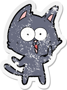 Bir insan tarafından çizilmiş komik bir çizgi film kedisinin sıkıntılı çıkartması.