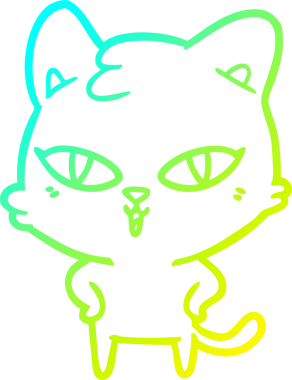 Bir insan tarafından çizilen çizgi film kedisinin soğuk gradyan çizgisi.