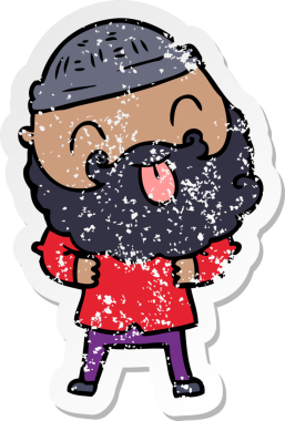 Bir insan tarafından çizilmiş sakallı bir adamın sıkıntılı çıkartması.